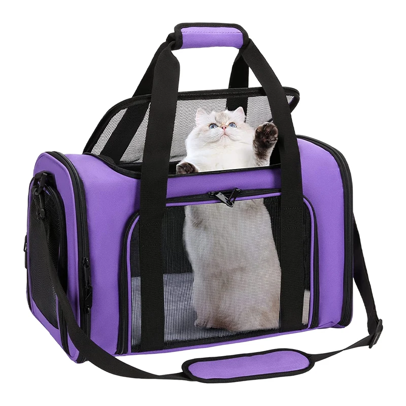 Airline Approved Pet Carrier Backpack Breathable Cat and Dog Carrier with Zipper Closure Modern Nylon Material