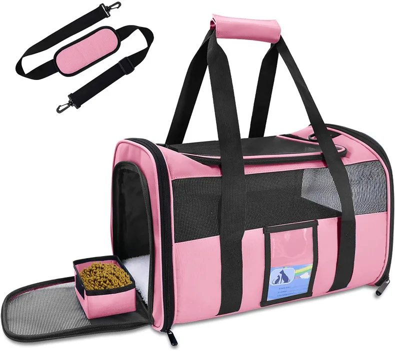Airline Approved Pet Carrier Bag Cat Travel Bag in Vehicle Pet Kennel in Car Dog Car Seat Box Small Animal Cage for Travel
