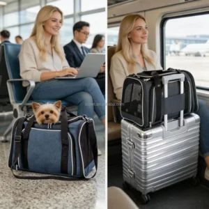 Airline Approved Pet Carrier Bag Foldable Dog Cat Travel Carrier Portable Breathable Small Animal Transport Bag for Puppy Kitten