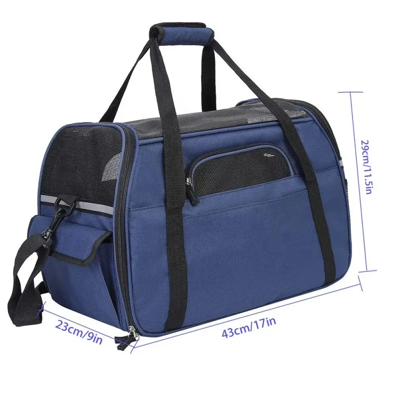 Airline Approved Pet Carrier Cat Dog Travel Bag with Zipper Closure Outdoor Puppy Carriers
