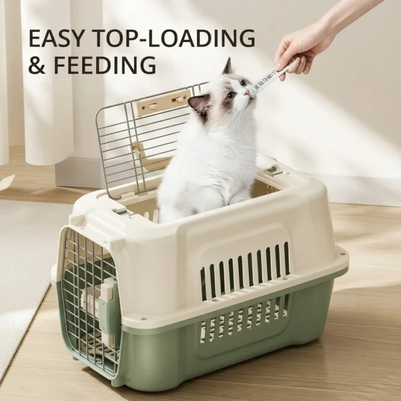 Airline Approved Pet Carrier Plastic Solid Pattern Box Pet Transport Cage for Pet Cat