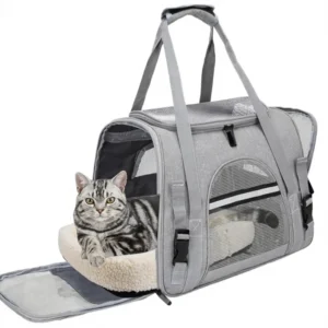 Airline Approved Pet Carrier for Cats and Dogs 20LBs Capacity Breathable Lightweight Design Zipper Closure Foldable Travel Carrier