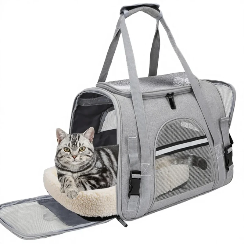 Airline Approved Pet Carrier for Cats and Dogs 20LBs Capacity Breathable Lightweight Design Zipper Closure Foldable Travel Carrier