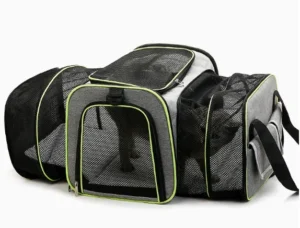 Airline Approved Pet Travel Carrier 2 Sides Expandable Breathable Collapsible Cat Handbag with Removable Fleece Pad