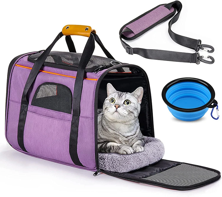 Airline Approved Pet Travel Carrier Soft Sided Portable Bag for Cats and Small Dogs