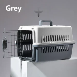 Airline Approved Plastic Pet Carrier with Belt Closure Portable Cat and Dog Crate for Airplane Travel