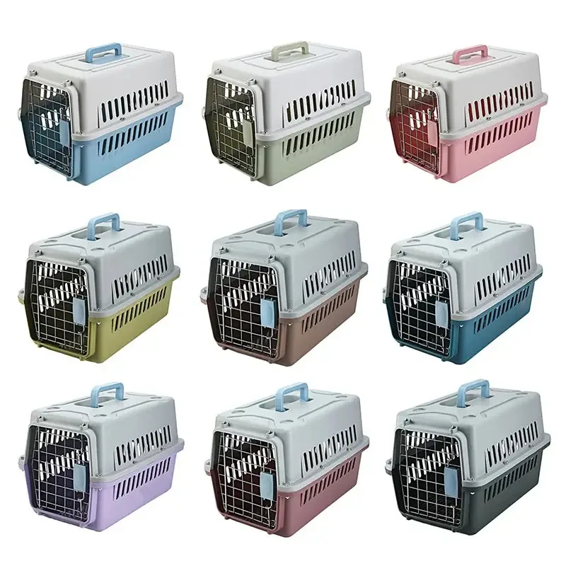Airline Approved Portable Plastic Large Travel Kennel Pet Dog Cat Carrier Crate Cage