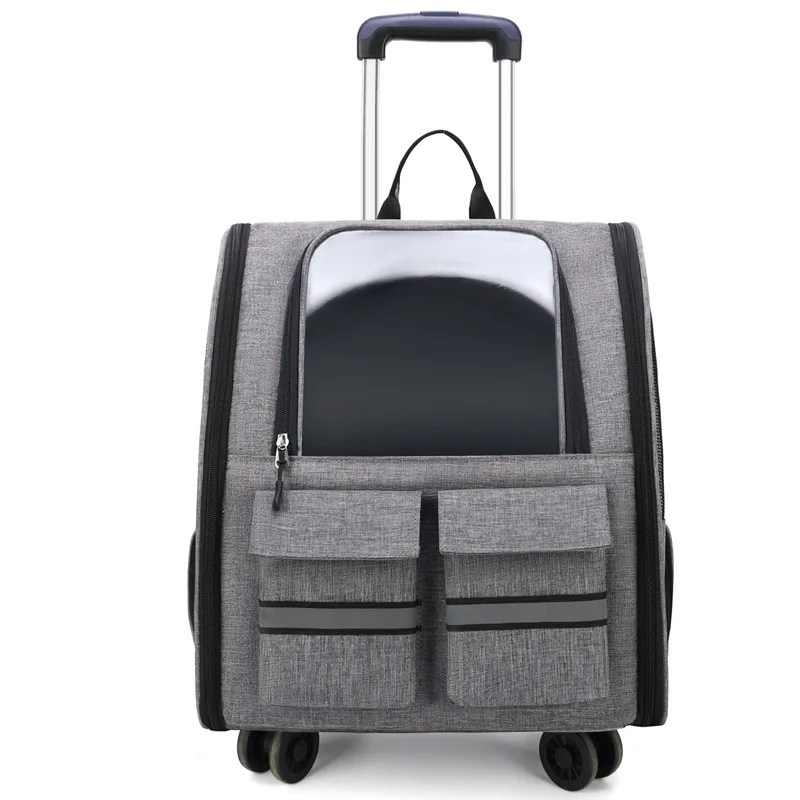 Airline Approved Portable Polyester Cat Backpack and Trolley Breathable Foldable Pet Carrier for Dogs Zipper Closure
