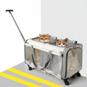 Airline Approved Rolling Pet Carrier Bag with Wheels Breathable Expandable Pet Travel Bag for Cats and Small Dogs