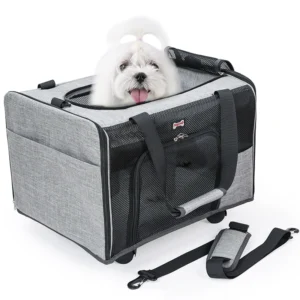 Airline Approved Rolling Pet Crate Wheeled Travel Carrier for Cats and Dogs