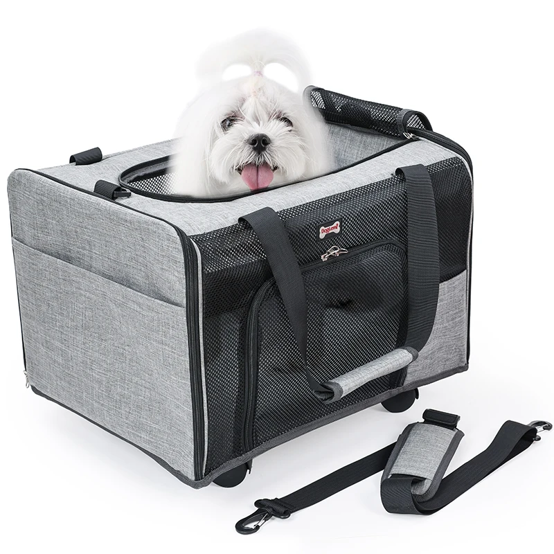 Airline Approved Rolling Pet Crate Wheeled Travel Carrier for Cats and Dogs