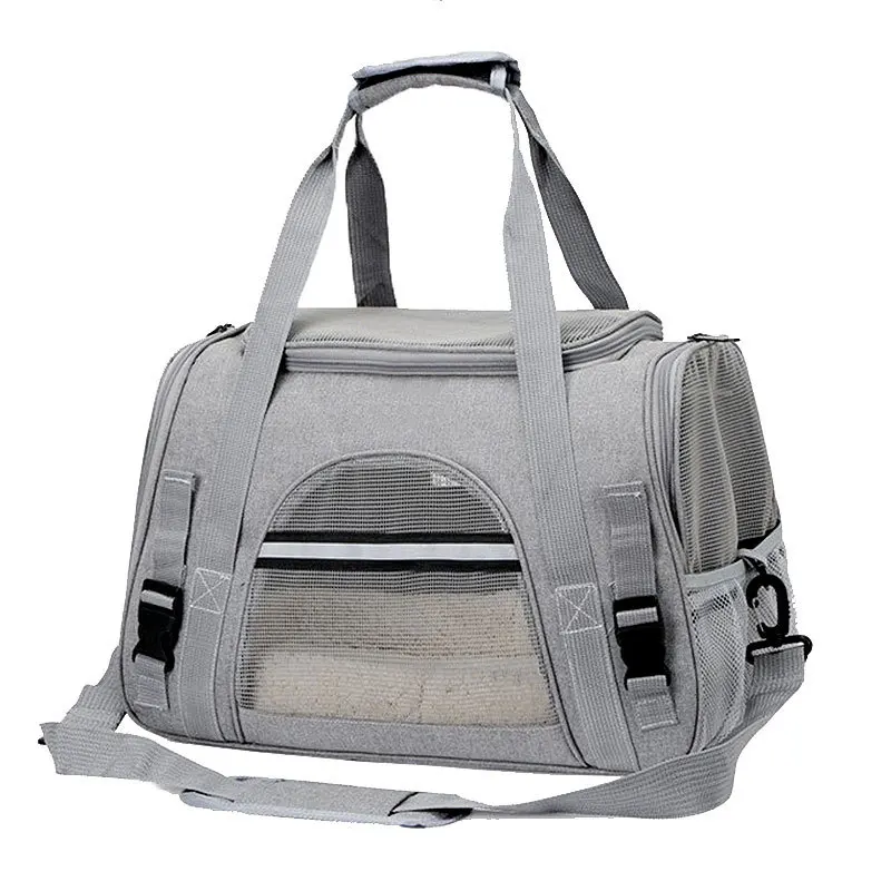 Airline Approved Small Dog Cat Portable Travel Carrier Soft Plush Window Mesh Cushion Luxury Pet Carrier Tote Kennel Bag