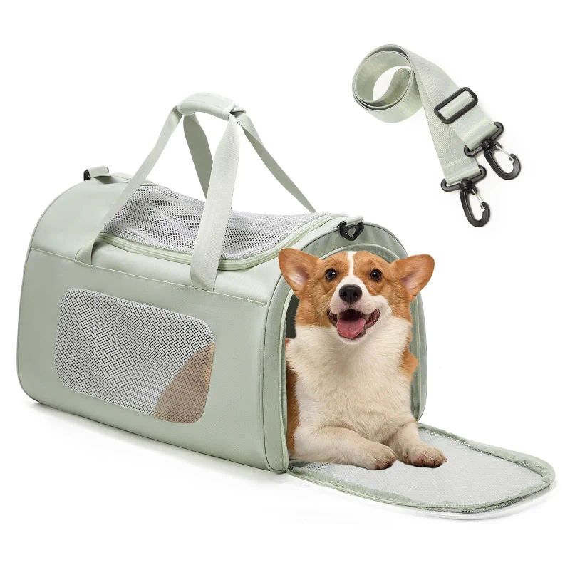 Airline Approved Soft Sided Mesh Breathable Pet Travel Carrier for Small Dogs Cats Holds up to 20lbs Sturdy Pet Tote Bag