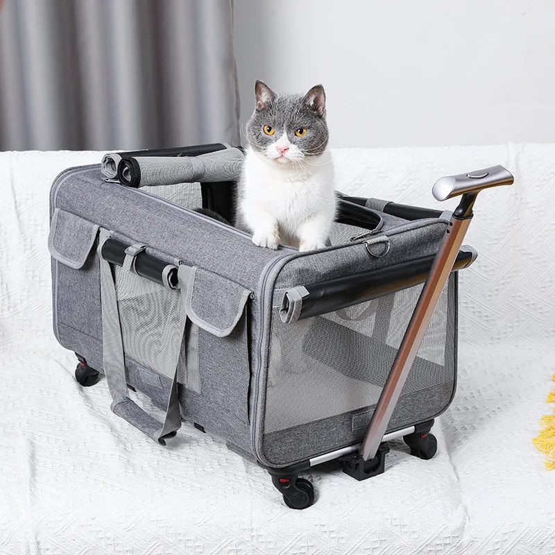 Airline Approved Tote Luggage Collapsible Dog Carrier Bag Travel Pet Carriers with Wheels Detachable