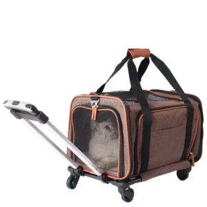 Airline Approved Trolley Pet Carrier with Extra Expandable Room Pet Travel Carrier