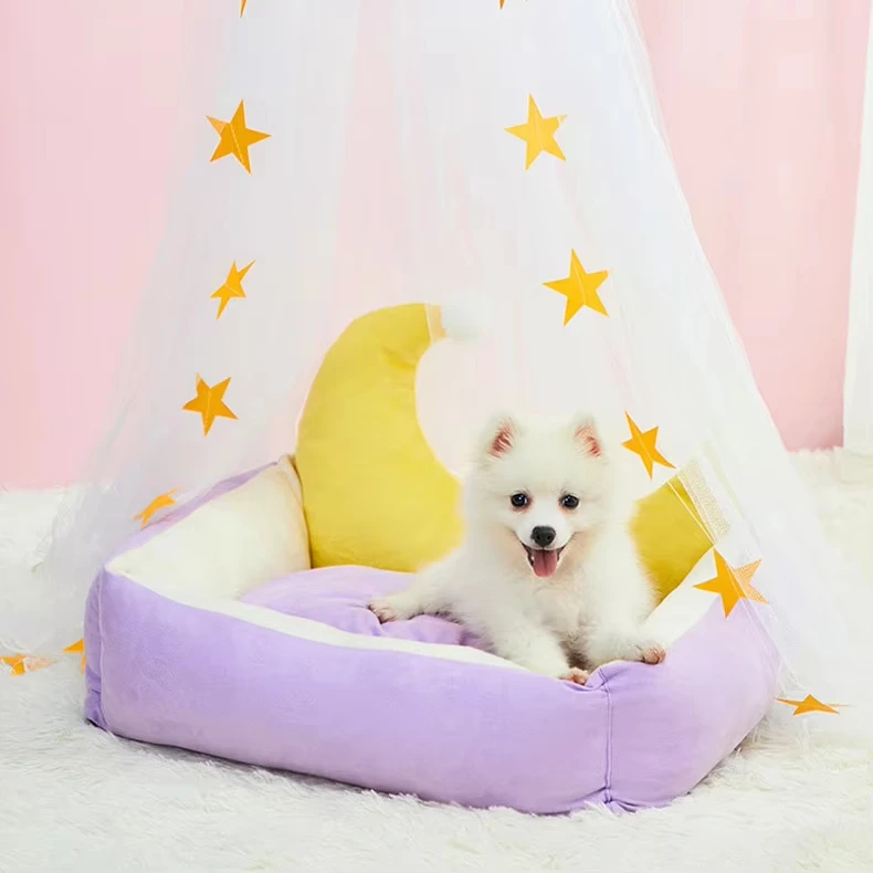 All Season Eco Friendly Coral Fleece Solid Square Indoor Pet Bed Washable Cushion for Cats Dogs Small
