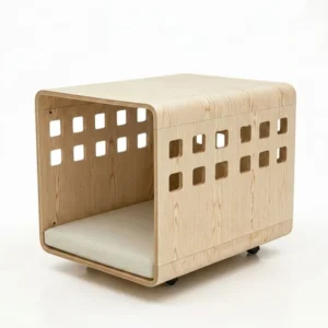 All-Season Modern Design Cute Custom Wooden Cat House Dog Bed EcoFriendly Colorless Odorless Durable Mobile Wheels Added