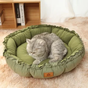 All Season Round Pet Bed With Drawstring Design Foldable Dual Sided Cushion For Small Medium Pets