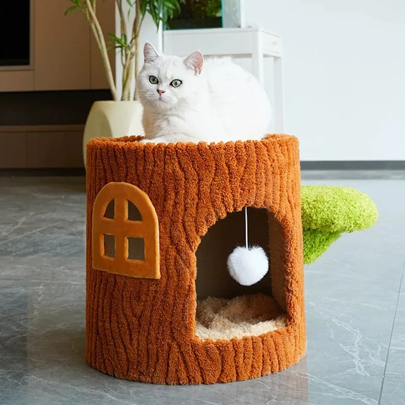 All Seasons Accessible Cat Scratcher Cat Condo Multi Layer Wood Cat Tree Large Sisal Scratching Post Vertical Climbing Frame