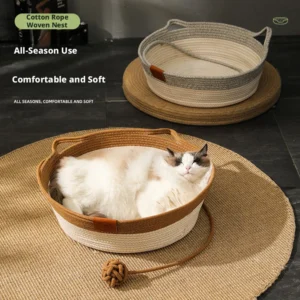 All Seasons Eco Friendly Winter Warm Classic Square Dog Pet Bed 100% Cotton Fill Solid Pattern Semi Enclosed Design