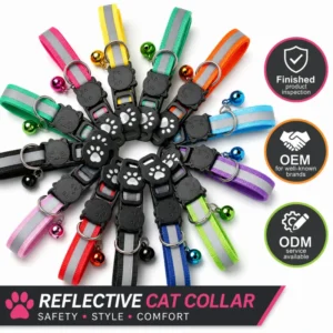 All Seasons Polyester Cat Collar 10cm 19 32 Adjustable Reflective Safety Pet Cat Dog Collar for Kittens Assorted Colors