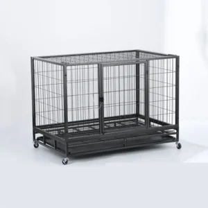 All Sizes Heavy Duty Metal Dog Crate Small Pet Cage Two Door Durable Wire Removable Wheels Steel Plastic Carrier Animal