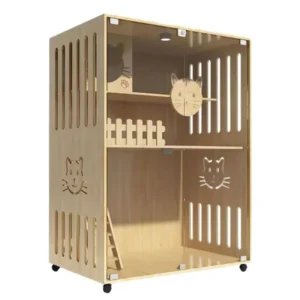 All in One Wooden Cat Villa Multifunctional Pet Furniture for Home Indoor Use