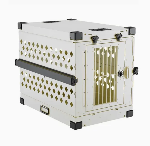 Aluminium Pink Heavy Duty Airline Approved Stackable Eco Friendly Animal Pet Cage Carrier Large Dog Travel Kennel Folding Dog