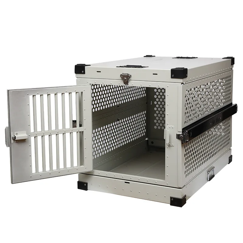 Aluminum Aviation Dog Carrier Folding Collapsible Dog Crate for Air Line Transportation Airplane Dog Kennel