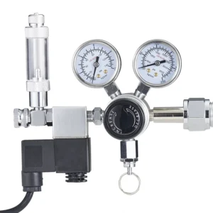 Aluminum CO2 Aquarium Gas Regulator with 2 Gauge Bubble Counter Solenoid Valve Non Return Function and Pressure Regulators