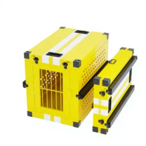 Aluminum Dog Travel Kennel Portable Foldable Pet Cage with Ventilation for Airplane Car Transport Safety