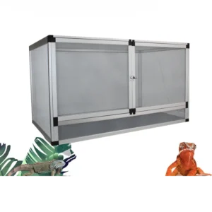 Aluminum alloy pet cage with horizontal design for pet reptiles Provides good ventilation and air circulation