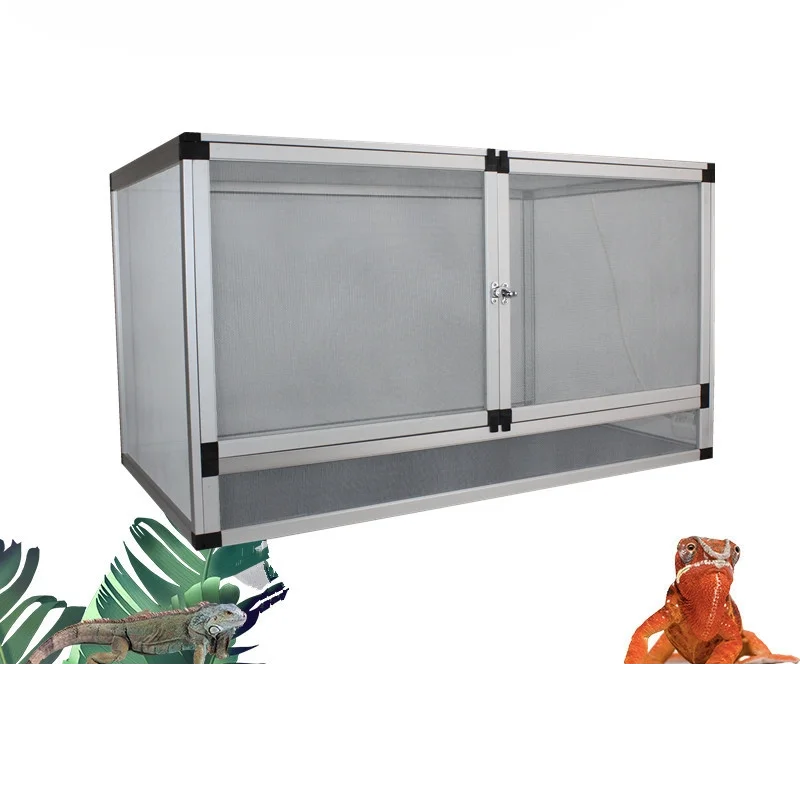 Aluminum alloy pet cage with horizontal design for pet reptiles Provides good ventilation and air circulation