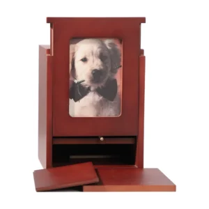 American Style Wooden Urn Coffin for Dogs Ashes Pet Memorial Box with Cat Urn Dog Keepsake Gifts Memorial Box Frame