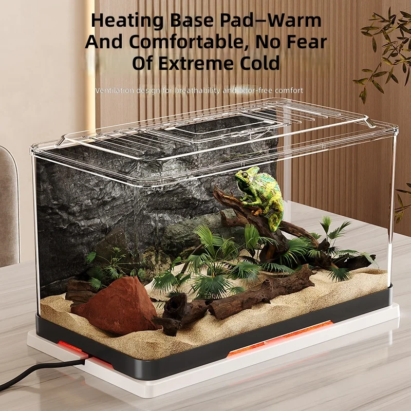 Amphibian Reptile Enclosure Escape-Proof Shatter-Proof Terrarium for Turtle Lizard