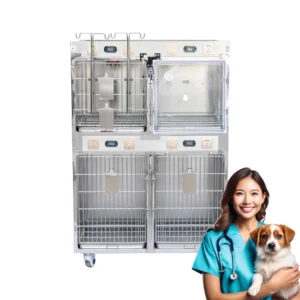 Animal Hospital Stainless Steel Cages Pet Clinic ICU Cat Dog Oxygen Cabin Cage Bank With Infrared Therapy