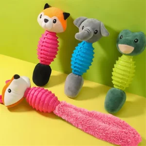 Animal Shape Cartoon Dog Interactive Chew Toy with Cotton Material Durable Teeth Cleaning Squeak Eco Friendly