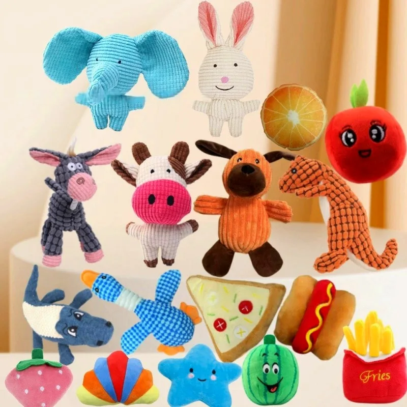 Animal Shape Plush Puppy Pet Dog Squeaky Cat Chew Bite Resistant Toy Pets Accessories Supplies Dog Toys Custom Pet Toys
