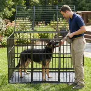 Anti-Chew Metal Dog Crate Heavy Duty Large Dog Cage Kennel with Removable Tray for Large Dogs Training