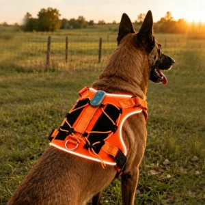 Anti Choke Neck Friendly Y shaped Strap Shock Absorbing Duty Outdoor Adventure Night Walking Adjustable Dog Harness