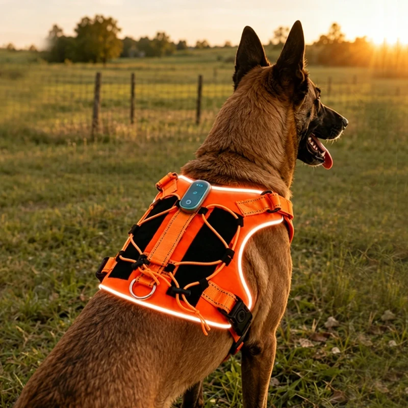 Anti Choke Neck Friendly Y shaped Strap Shock Absorbing Duty Outdoor Adventure Night Walking Adjustable Dog Harness