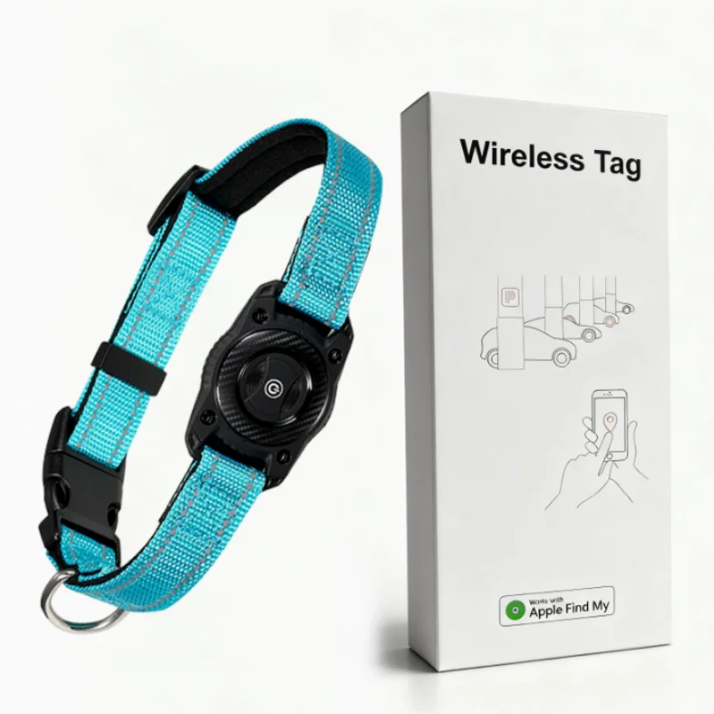 Anti-Lost Dog Cat Collar Tracker Find My IP68 Waterproof Reflective Nylon ABS S M L 4 Colors Gift Box