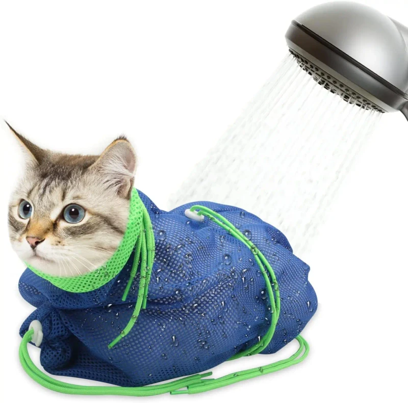 Anti Scratch Adjustable Grooming Breathable Mesh Shower Bag Pet Cleaning Bathing