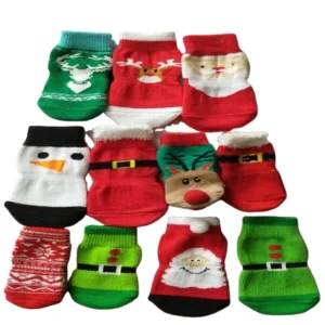 Anti Skid Pet Winter Shoes Socks With Different Print for Puppy Cat and Dog