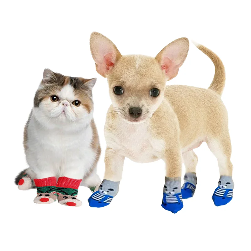 Anti Slip Cute Cartoon Dog Cat Puppy Shoe Summer Outdoor Warm Knit Skid Socks Paw Protector for Small Dogs and Chien