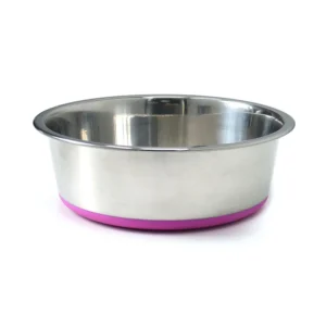 Anti Slip Double Walled Stainless Steel Bowl Cats Pet Basic Food Water Feeding Stocked Single Rubber Base Rounded Vacuum