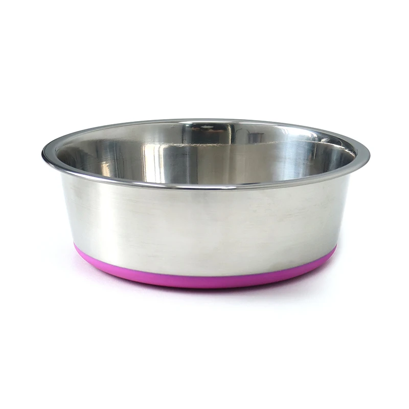 Anti Slip Double Walled Stainless Steel Bowl Cats Pet Basic Food Water Feeding Stocked Single Rubber Base Rounded Vacuum