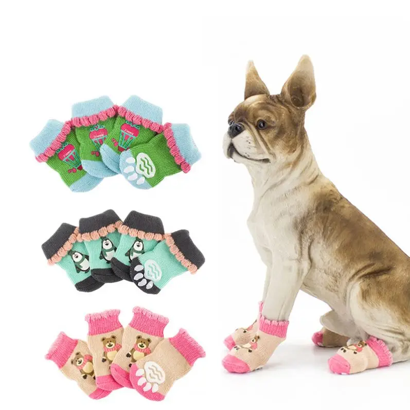 Anti Slip Knit Small Dogs Shoes Chihuahua Thick Warm Dog Socks Booties Accessories