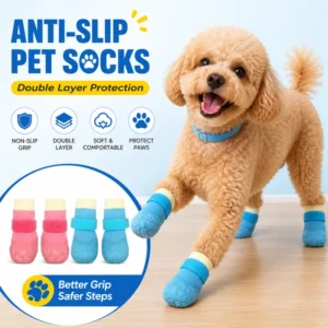 Anti Slip Pet Socks Double Layer Adjustable Strap Rubber Grip Sole for Dog Cat Indoor Floor Paw Protection OEM Custom Size