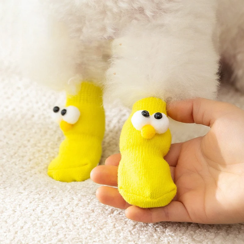 Anti Slip Puppy Socks Cute Cartoon Pet Dog Socks Autumn Winter Warm Anti-Slip Socks for Dogs Paw Protection Dog Accessories